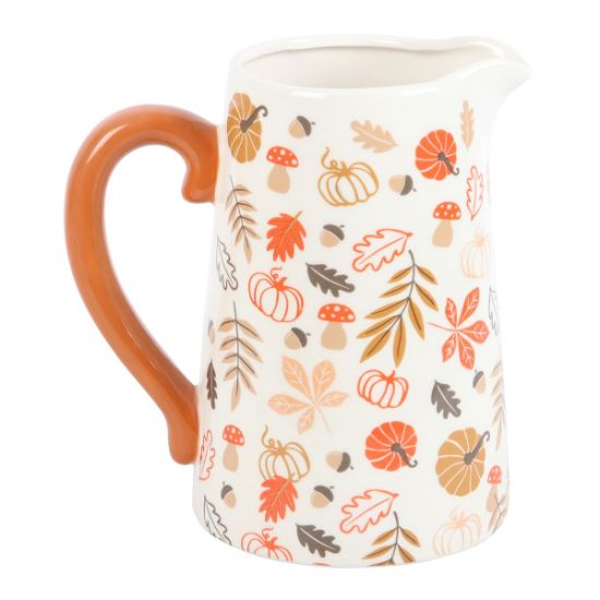 Picture of 17cm Autumn Leaves and Pumpkins Ceramic Flower Jug