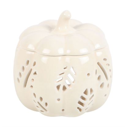 Picture of Off White Autumn Leaves Pumpkin Oil Burner 