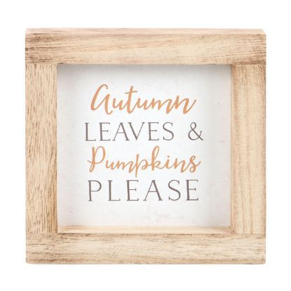 Picture of Autumn Leaves & Pumpkins Please Wooden Frame Sign