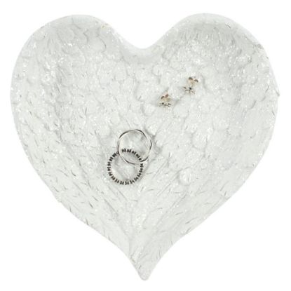 Picture of Glitter Heart Shaped Angel Wing Trinket Dish