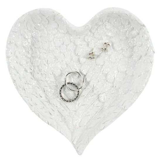 Picture of Glitter Heart Shaped Angel Wing Trinket Dish