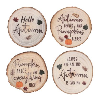 Picture of Hello Autumn Wood Slice Coaster Set 