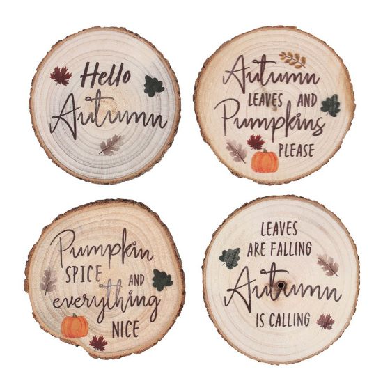 Picture of Hello Autumn Wood Slice Coaster Set 
