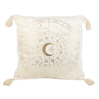 Picture of 35cm Square Off White Astrology Wheel Cushion