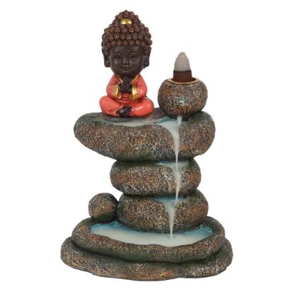 Picture of Red Buddha and Rock Pond Backflow Incense Burner