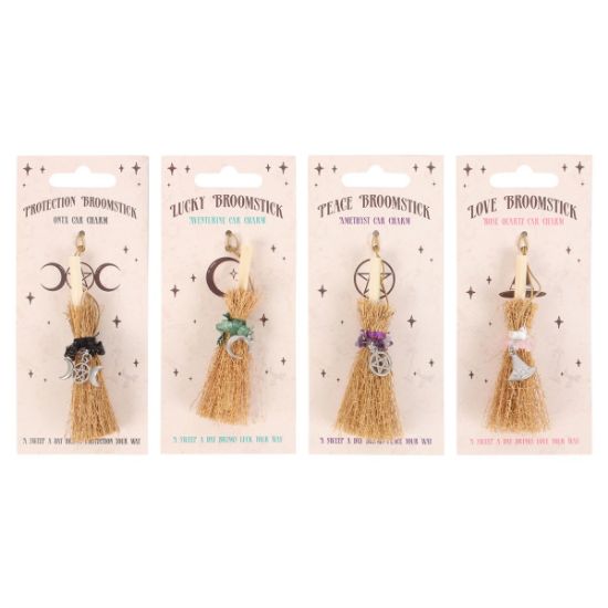 Picture of Pack of 12 Lucky Crystal Broomstick Car Charms