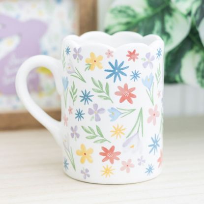 Picture of Spring Floral Print Scalloped Mug