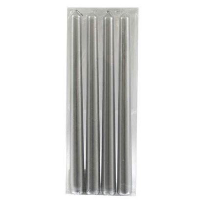 Picture of Set of 4 Silver Taper Candles