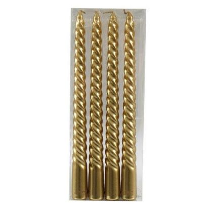 Picture of Set of 4 Gold Twist Taper Candles