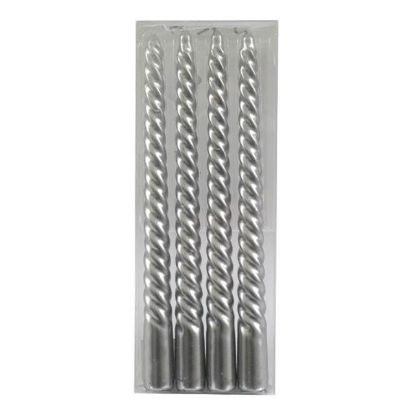 Picture of Set of 4 Silver Twist Taper Candles