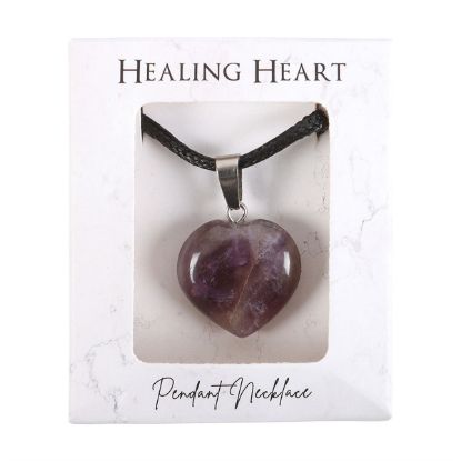 Picture of Amethyst Healing Crystal Heart Necklace