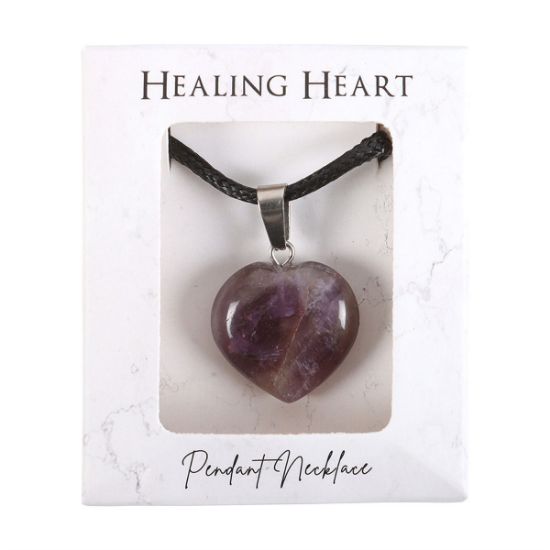 Picture of Amethyst Healing Crystal Heart Necklace