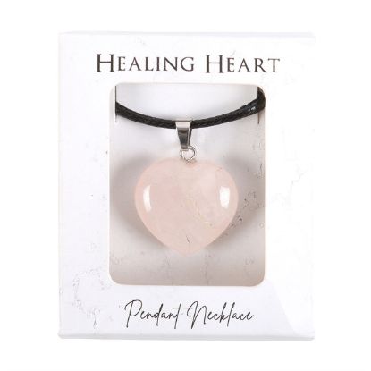 Picture of Rose Quartz Healing Crystal Heart Necklace