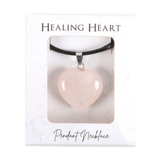 Picture of Rose Quartz Healing Crystal Heart Necklace