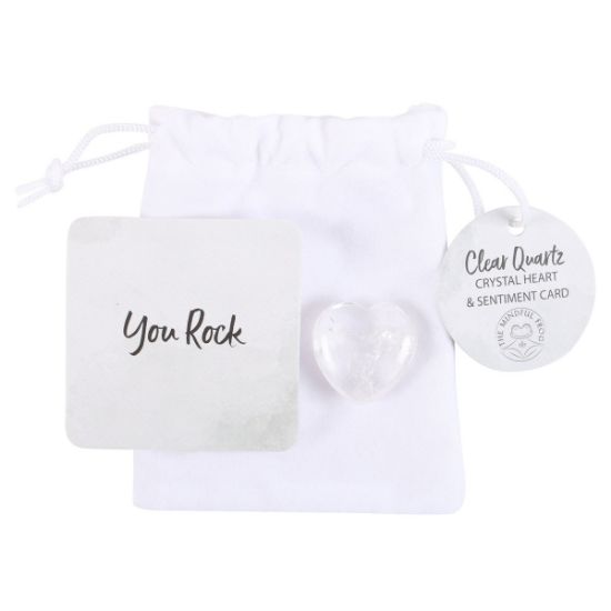 Picture of You Rock Clear Quartz Crystal Heart in a Bag