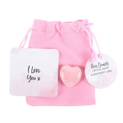 Picture of I Love You Rose Quartz Crystal Heart in a Bag