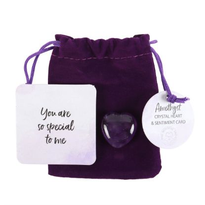 Picture of You Are Special to Me Amethyst Crystal Heart in a Bag