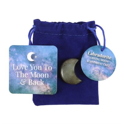 Picture of Love You to the Moon Labradorite Crystal Moon in a Bag