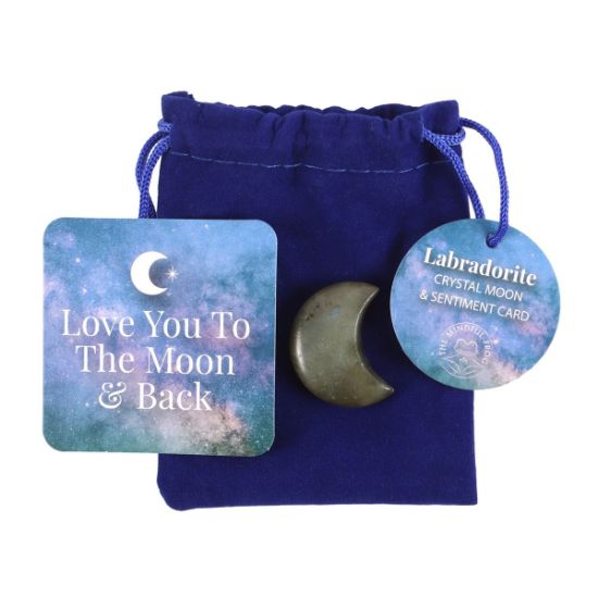 Picture of Love You to the Moon Labradorite Crystal Moon in a Bag