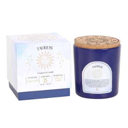 Picture of Taurus Amber & Vanilla Gemstone Zodiac Candle