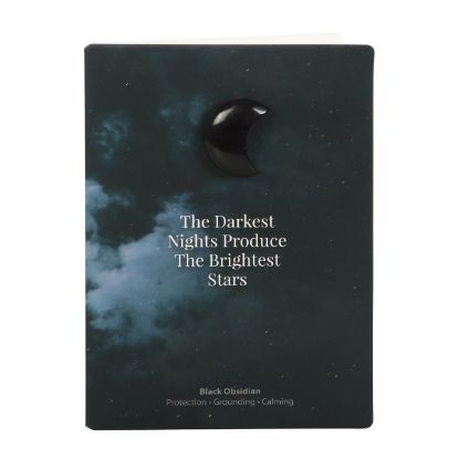 Picture of Darkest Nights Black Obsidian Crystal Moon Greeting Card