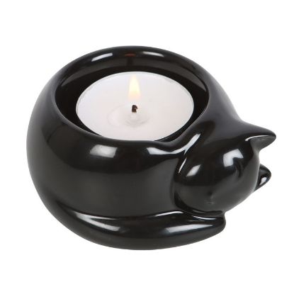 Picture of Black Cat Ceramic Tealight Candle Holder