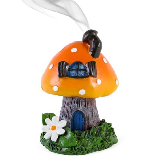 Picture of Orange Smoking Toadstool Incense Cone Holder