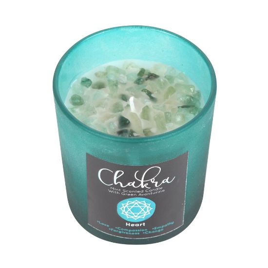 Picture of Heart Chakra Mint Crystal Chip Candle