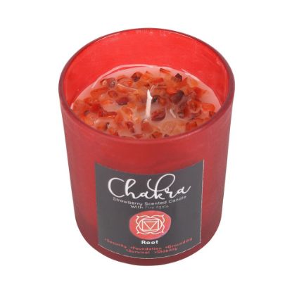 Picture of Root Chakra Strawberry Crystal Chip Candle