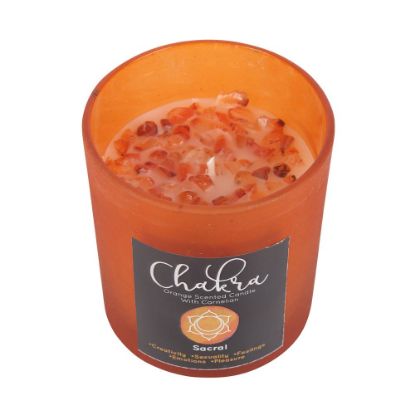 Picture of Sacral Chakra Orange Crystal Chip Candle