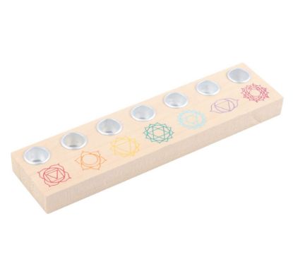 Picture of Seven Chakras Wooden Energy Candle Holder