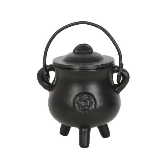 Picture of 7.5cm Smooth Cast Iron Cauldron with Pentagram