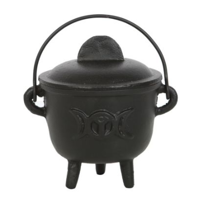 Picture of 11cm Cast Iron Cauldron with Triple Moon