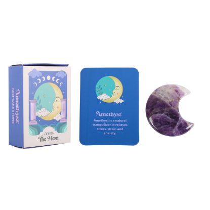Picture of Amethyst Crystal Moon Keepsake Stone in a Box