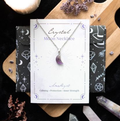 Picture of Amethyst Crystal Moon Necklace on Greeting Card