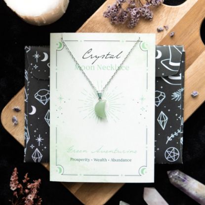 Picture of Green Aventurine Crystal Moon Necklace on Greeting Card
