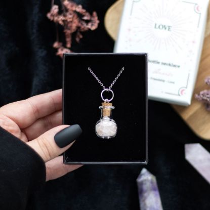 Picture of Love Rose Quartz Crystal Chip Potion Bottle Necklace