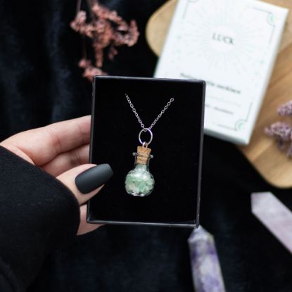 Picture of Luck Green Aventurine Crystal Chip Potion Bottle Necklace