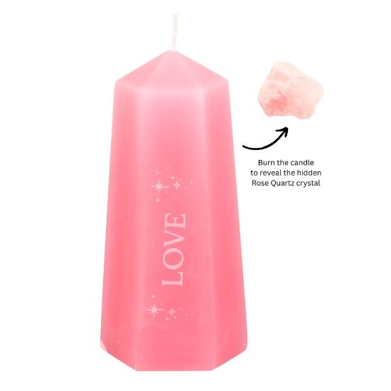 Picture of Love Crystal Candle with Rough Rose Quartz