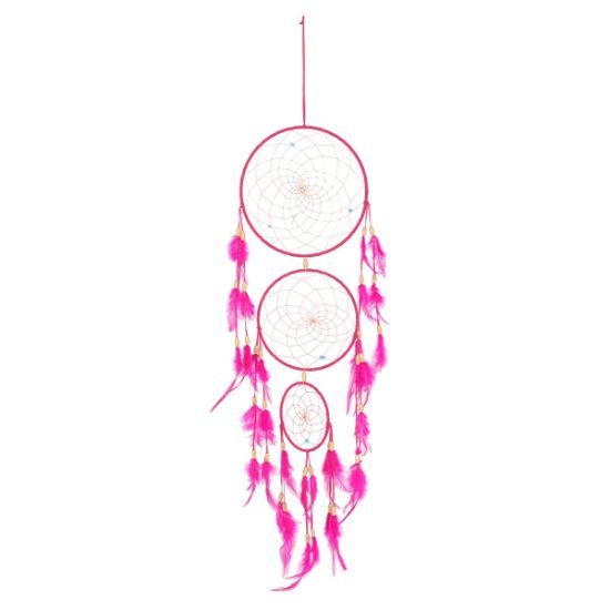 Picture of Pink Triple Dreamcatcher with Feathers
