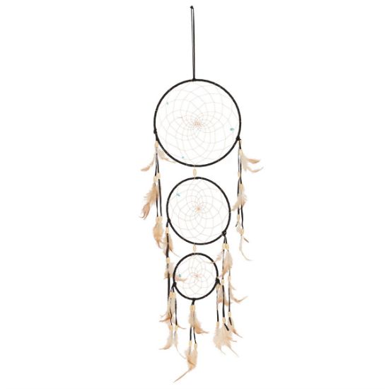 Picture of Black Triple Dreamcatcher with Feathers