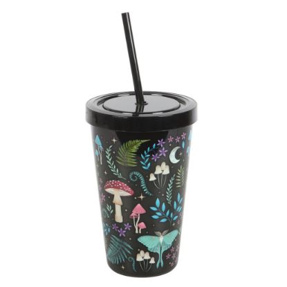 Picture of Dark Forest Print Plastic Tumbler with Straw