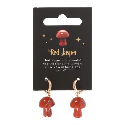 Picture of Red Jasper Crystal Mushroom Earrings