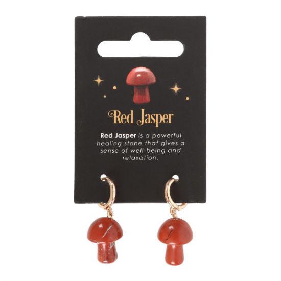 Picture of Red Jasper Crystal Mushroom Earrings