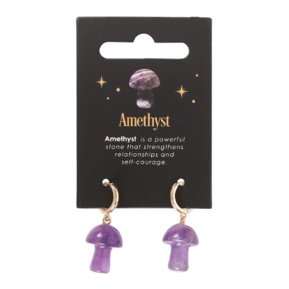 Picture of Amethyst Crystal Mushroom Earrings