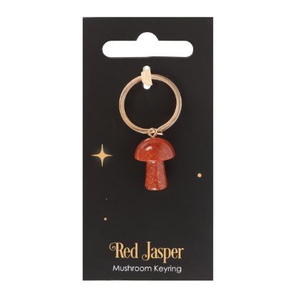 Picture of Red Jasper Crystal Mushroom Keyring