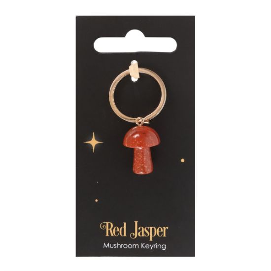 Picture of Red Jasper Crystal Mushroom Keyring