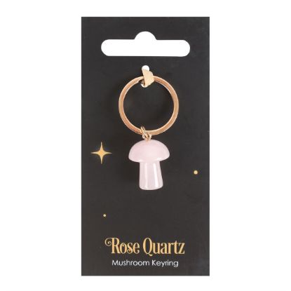 Picture of Rose Quartz Crystal Mushroom Keyring