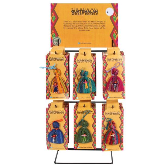 Picture of Set of 36 worry dolls on Display Stand