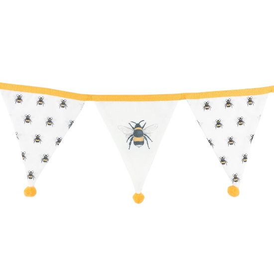 Picture of White Alternating Bee Print Fabric Bunting